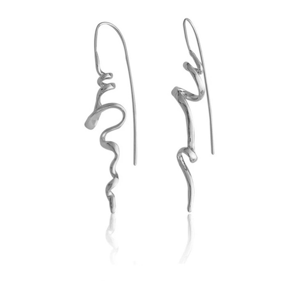 - - Handcrafted Platinum Plated Spiral Earrings 2.5”